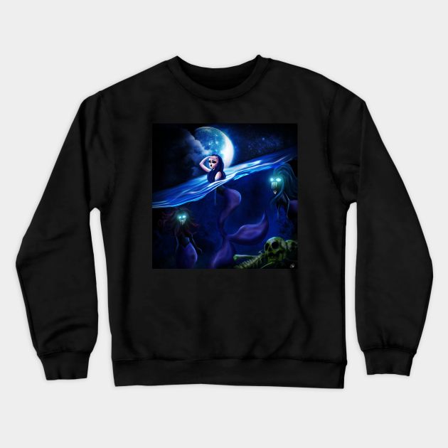 The Sea at Night Crewneck Sweatshirt by hollydoesart